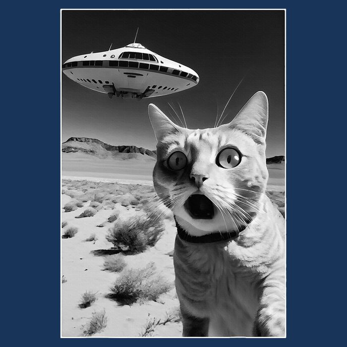A cat taking a selfie with a ufo spaceship funny pun meme Infant Baby Jersey Bodysuit