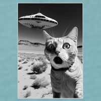 A cat taking a selfie with a ufo spaceship funny pun meme Sueded Cloud Jersey T-Shirt