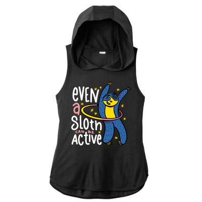 Active Sloth Funny Ladies PosiCharge Tri-Blend Wicking Draft Hoodie Tank