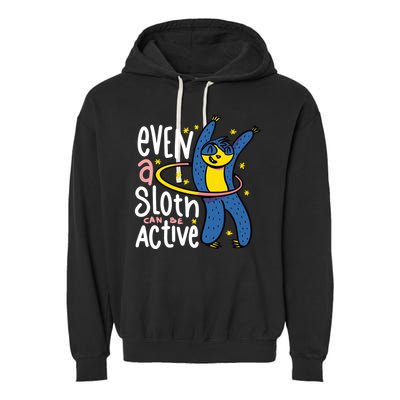 Active Sloth Funny Garment-Dyed Fleece Hoodie