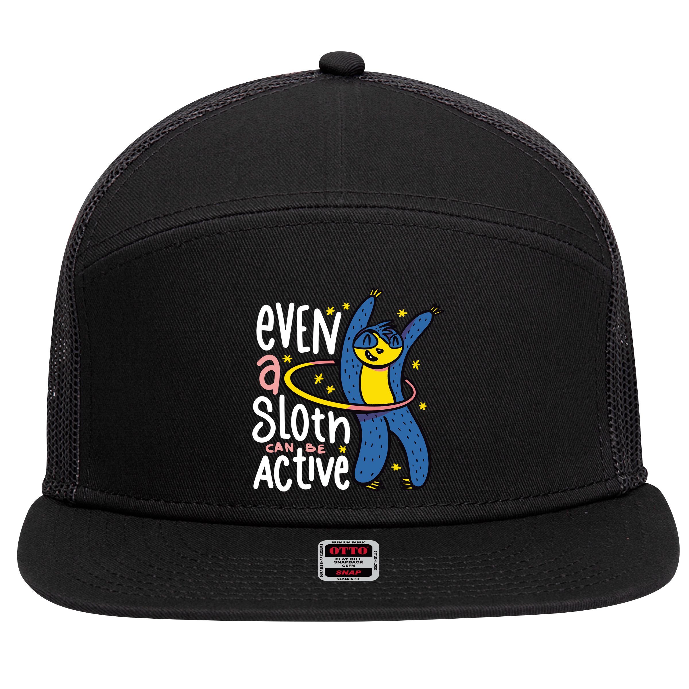 Active Sloth Funny 7 Panel Mesh Trucker Snapback Hat