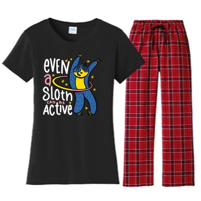 Active Sloth Funny Women's Flannel Pajama Set