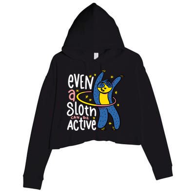 Active Sloth Funny Crop Fleece Hoodie