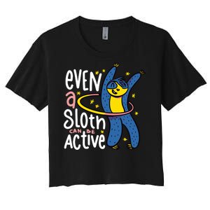 Active Sloth Funny Women's Crop Top Tee