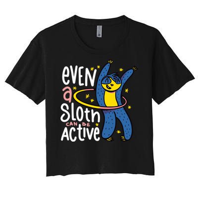 Active Sloth Funny Women's Crop Top Tee