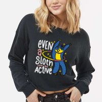 Active Sloth Funny Cropped Pullover Crew