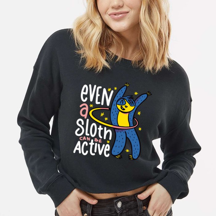 Active Sloth Funny Cropped Pullover Crew