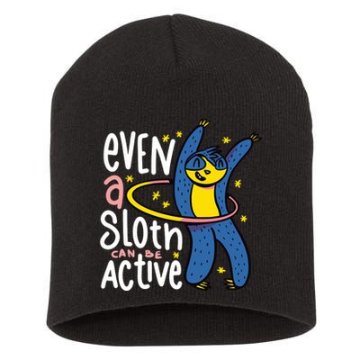 Active Sloth Funny Short Acrylic Beanie