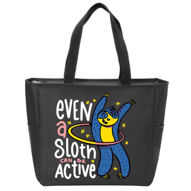 Active Sloth Funny Zip Tote Bag