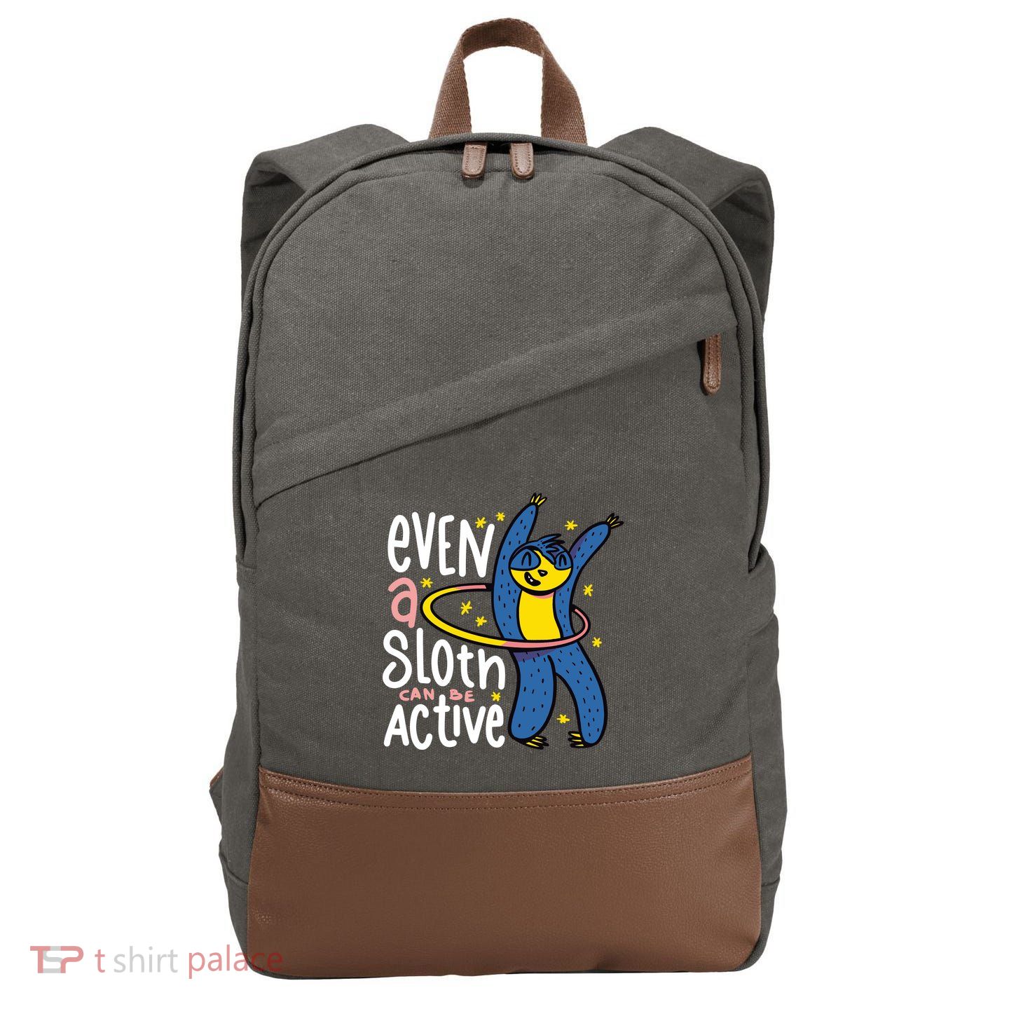 Active Sloth Funny Cotton Canvas Backpack