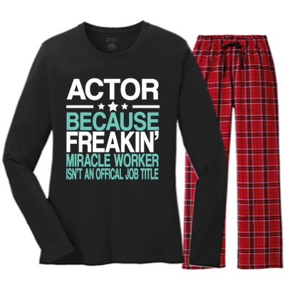 Actor Miracle Worker Official Job Title Women's Long Sleeve Flannel Pajama Set 