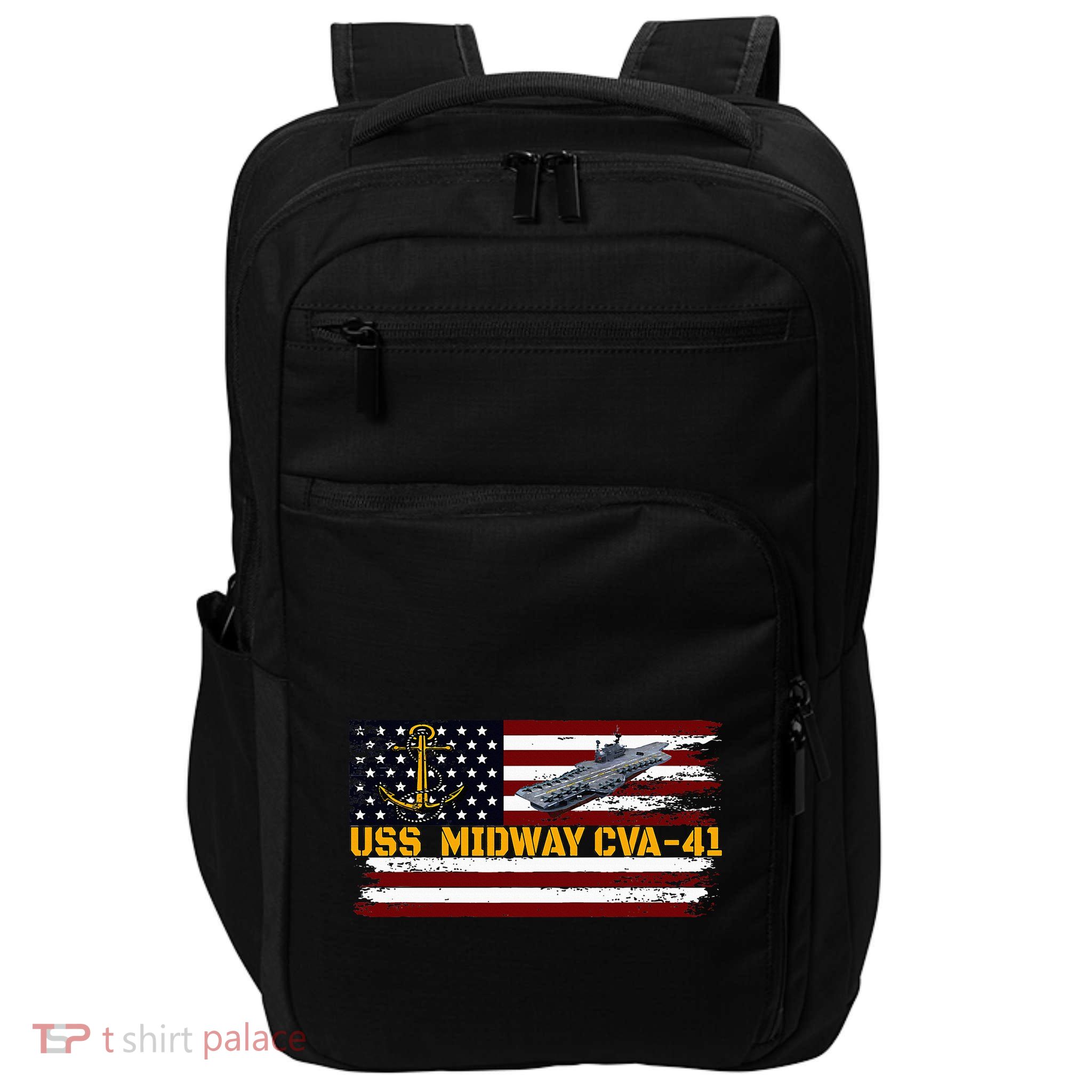 Aircraft Carrier Uss Midway Cva41 Veterans Day FatherS Day Impact Tech Backpack