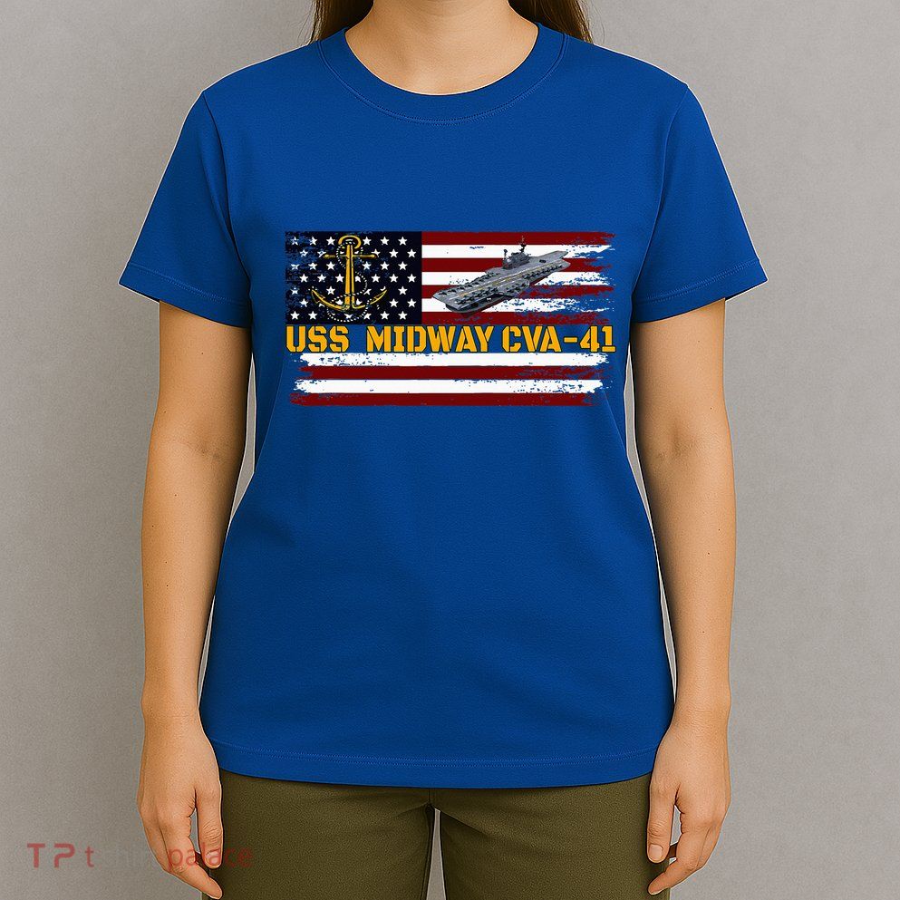 Aircraft Carrier Uss Midway Cva41 Veterans Day FatherS Day T-Shirt