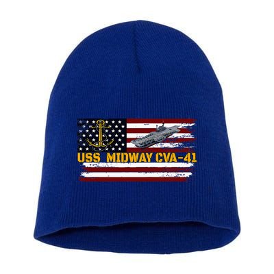 Aircraft Carrier Uss Midway Cva41 Veterans Day FatherS Day Short Acrylic Beanie