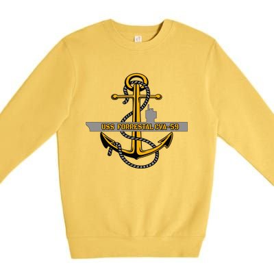 Aircraft Carrier Uss Forrestal Cvagift59 Veterans Day Grandpa Gift Premium Crewneck Sweatshirt