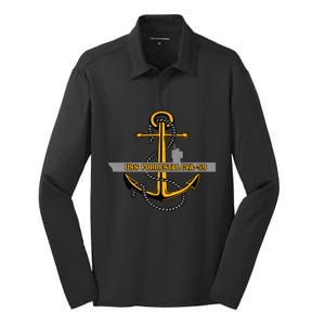 Aircraft Carrier Uss Forrestal Cvagift59 Veterans Day Grandpa Gift Silk Touch Performance Long Sleeve Polo