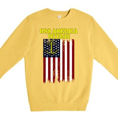 Aircraft Carrier Uss America Cvcute Gift66 Cvacute Gift66 Veteran's Day Meaningf Premium Crewneck Sweatshirt