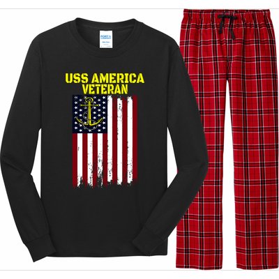 Aircraft Carrier Uss America Cvcute Gift66 Cvacute Gift66 Veteran's Day Meaningf Long Sleeve Pajama Set