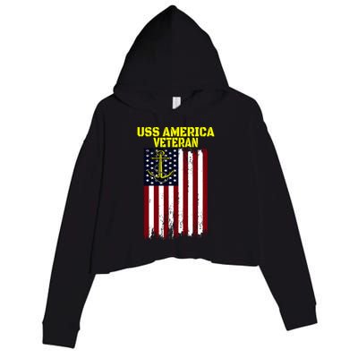 Aircraft Carrier Uss America Cvcute Gift66 Cvacute Gift66 Veteran's Day Meaningf Crop Fleece Hoodie