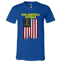 Aircraft Carrier Uss America Cvcute Gift66 Cvacute Gift66 Veteran's Day Meaningf V-Neck T-Shirt