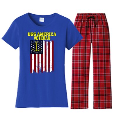 Aircraft Carrier Uss America Cvcute Gift66 Cvacute Gift66 Veteran's Day Meaningf Women's Flannel Pajama Set