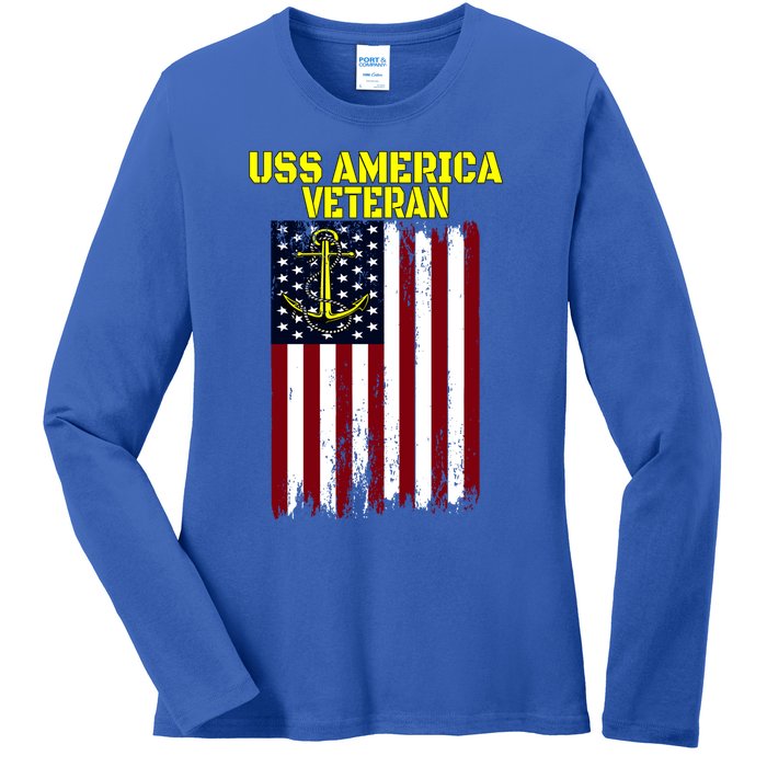 Aircraft Carrier Uss America Cvcute Gift66 Cvacute Gift66 Veteran's Day Meaningf Ladies Long Sleeve Shirt