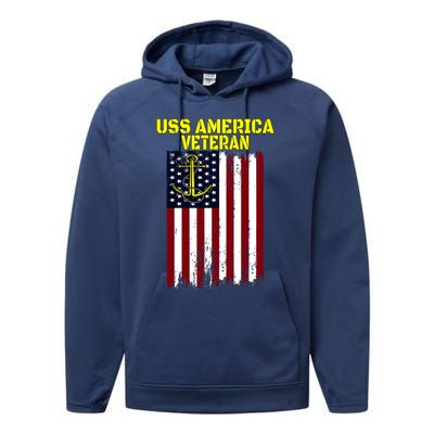 Aircraft Carrier Uss America Cvcute Gift66 Cvacute Gift66 Veteran's Day Meaningf Performance Fleece Hoodie