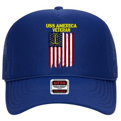 Aircraft Carrier Uss America Cvcute Gift66 Cvacute Gift66 Veteran's Day Meaningf High Crown Mesh Back Trucker Hat