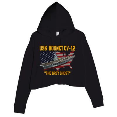 Aircraft Carrier Uss Hornet Cvfunny Gift12 Veterans Day Father's Day Funny Gift Crop Fleece Hoodie