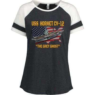 Aircraft Carrier Uss Hornet Cvfunny Gift12 Veterans Day Father's Day Funny Gift Enza Ladies Jersey Colorblock Tee