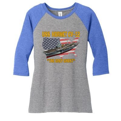 Aircraft Carrier Uss Hornet Cvfunny Gift12 Veterans Day Father's Day Funny Gift Women's Tri-Blend 3/4-Sleeve Raglan Shirt