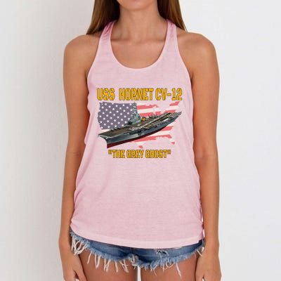 Aircraft Carrier Uss Hornet Cvfunny Gift12 Veterans Day Father's Day Funny Gift Women's Knotted Racerback Tank