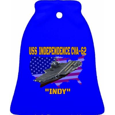 Aircraft Carrier Uss Independence Cvagift62 Veterans Day Gift Ceramic Bell Ornament