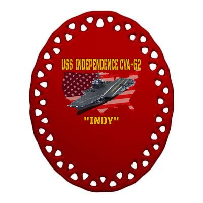 Aircraft Carrier Uss Independence Cvagift62 Veterans Day Gift Ceramic Oval Ornament