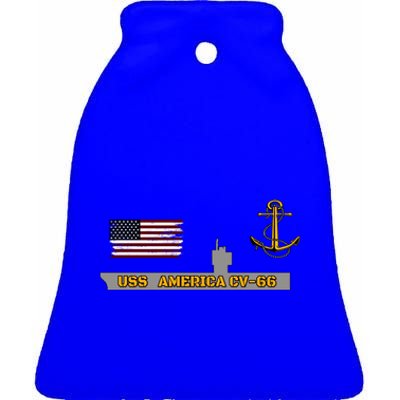 Aircraft Carrier Uss America Cvcool Gift66 Warship Veteran Grandpa Meaningful Gi Ceramic Bell Ornament