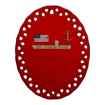 Aircraft Carrier Uss America Cvcool Gift66 Warship Veteran Grandpa Meaningful Gi Ceramic Oval Ornament