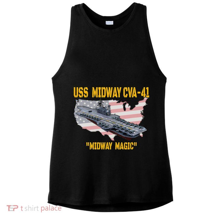Aircraft Carrier Uss Midway Cva41 Veterans Day Ladies PosiCharge Tri-Blend Wicking Tank