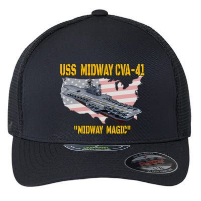Aircraft Carrier Uss Midway Cva41 Veterans Day Flexfit Unipanel Trucker Cap