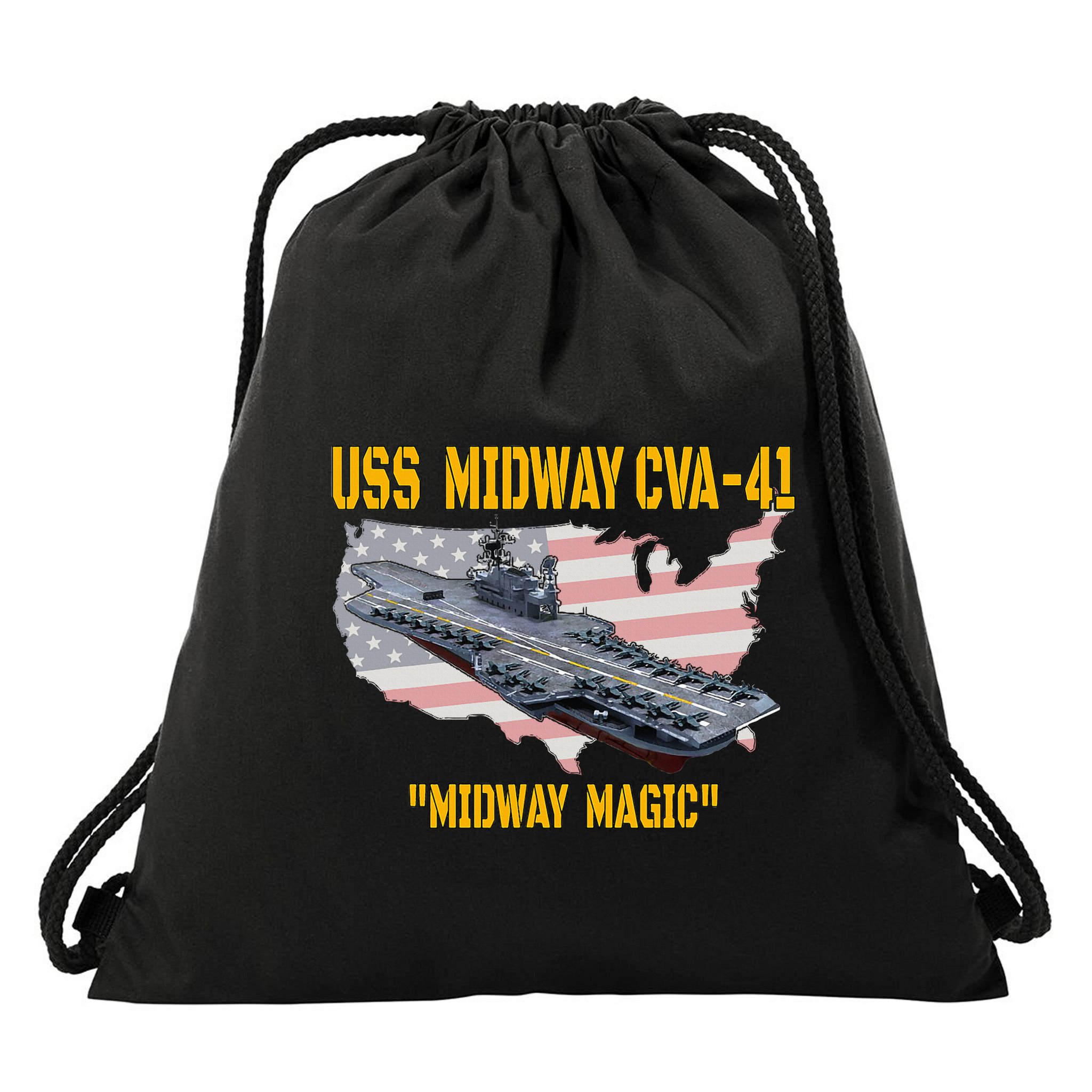 Aircraft Carrier Uss Midway Cva41 Veterans Day Drawstring Bag