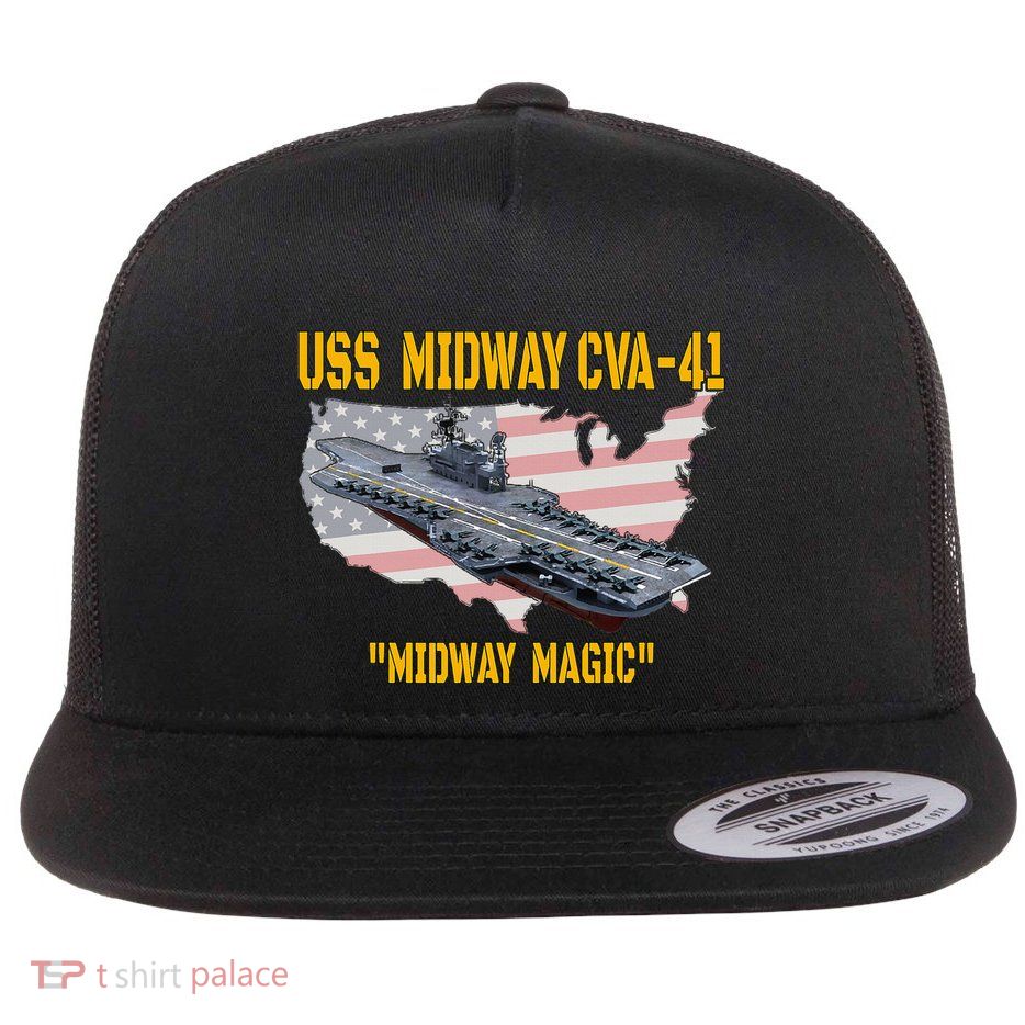 Aircraft Carrier Uss Midway Cva41 Veterans Day Flat Bill Trucker Hat
