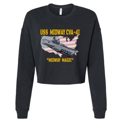 Aircraft Carrier Uss Midway Cva41 Veterans Day Cropped Pullover Crew