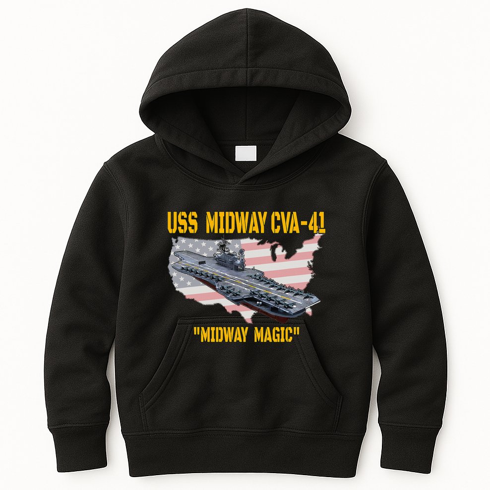 Aircraft Carrier Uss Midway Cva41 Veterans Day Kids Hoodie
