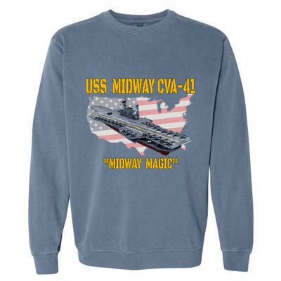 Aircraft Carrier Uss Midway Cva41 Veterans Day Garment-Dyed Sweatshirt