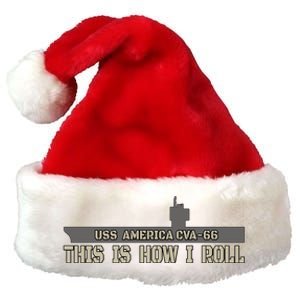 Aircraft Carrier Uss America Cvagift66 Warship Veteran Father Gift Premium Christmas Santa Hat