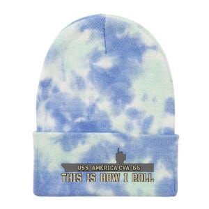 Aircraft Carrier Uss America Cvagift66 Warship Veteran Father Gift Tie Dye 12in Knit Beanie