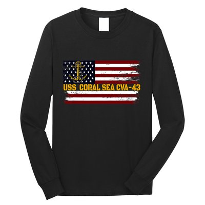 Aircraft Carrier USS Coral Sea CVA 43 Veteran Father's Day Long Sleeve Shirt