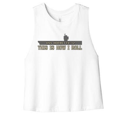 Aircraft Carrier Uss Hornet Cvgift12 Warship Veteran Father Dad Gift Women's Racerback Cropped Tank