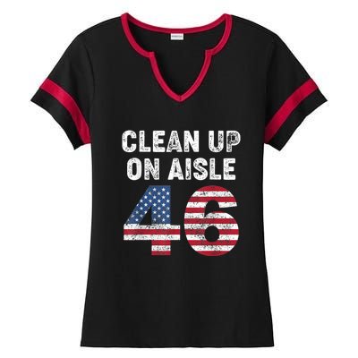 AntiBiden Clean Up On Aisle 46 Impeach Biden Ladies Halftime Notch Neck Tee