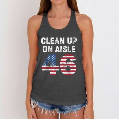 AntiBiden Clean Up On Aisle 46 Impeach Biden Women's Knotted Racerback Tank