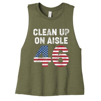 AntiBiden Clean Up On Aisle 46 Impeach Biden Women's Racerback Cropped Tank